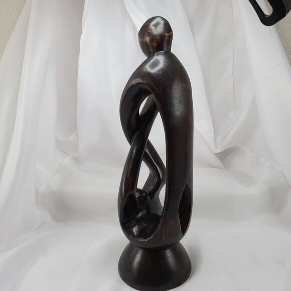 VTG Impressionist Ironwood Abstract Human Sculpture Handmade From Ghana 13.25" - Picture 7 of 14